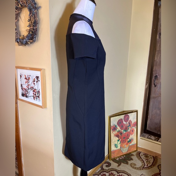 LAFAYETTE 148 Size 8 LBD Black Dress Slim Control Stretch Mesh Peek-a-Boo Sexy - Picture 6 of 16